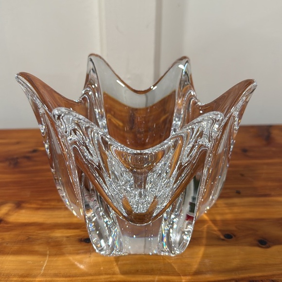 Vintage Orrefors Sweden Belle Bowl Vase Candy Dish 6 Point Tulip Signed - Picture 2 of 7